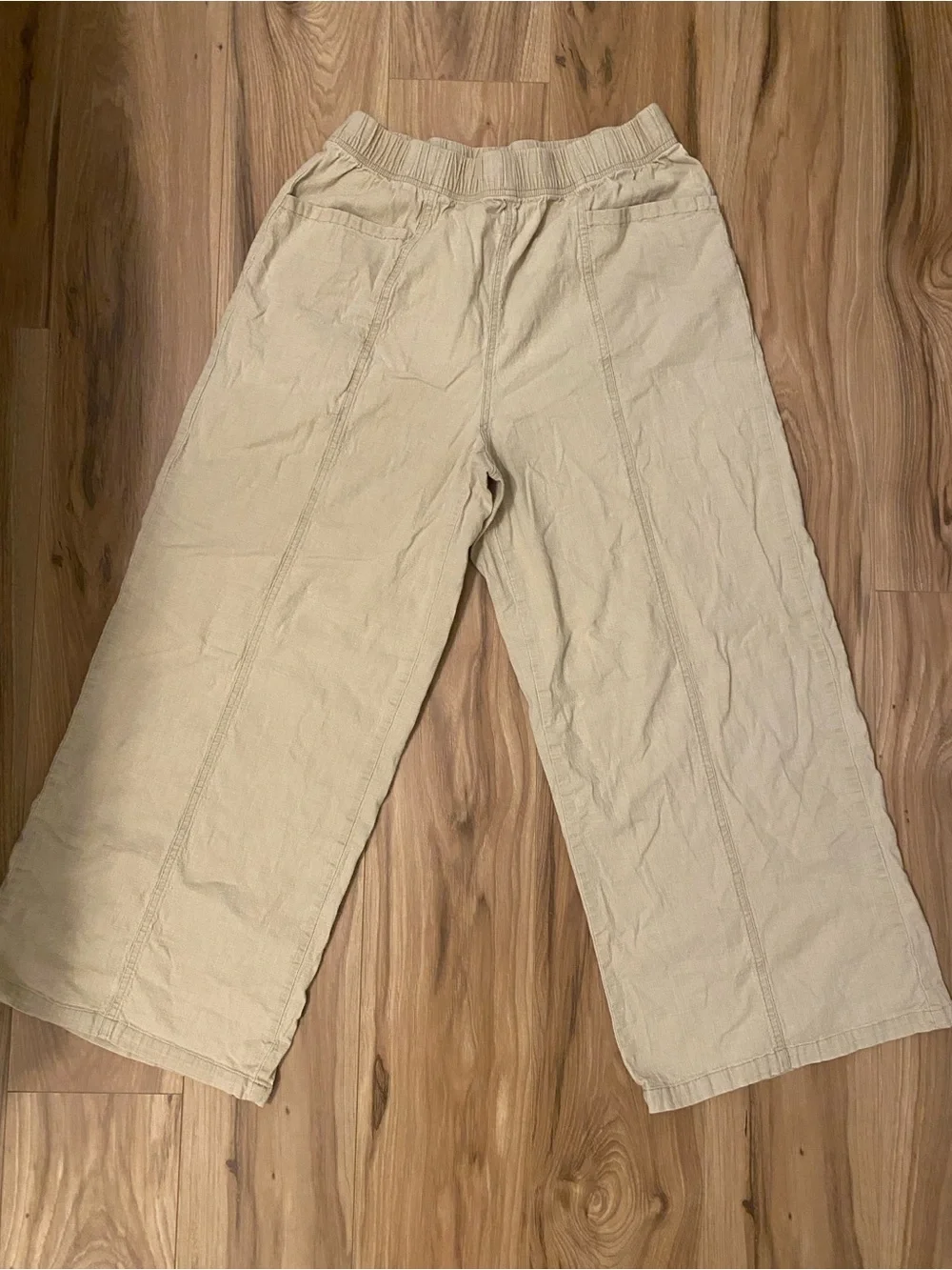 Beige Wide Leg Pants
